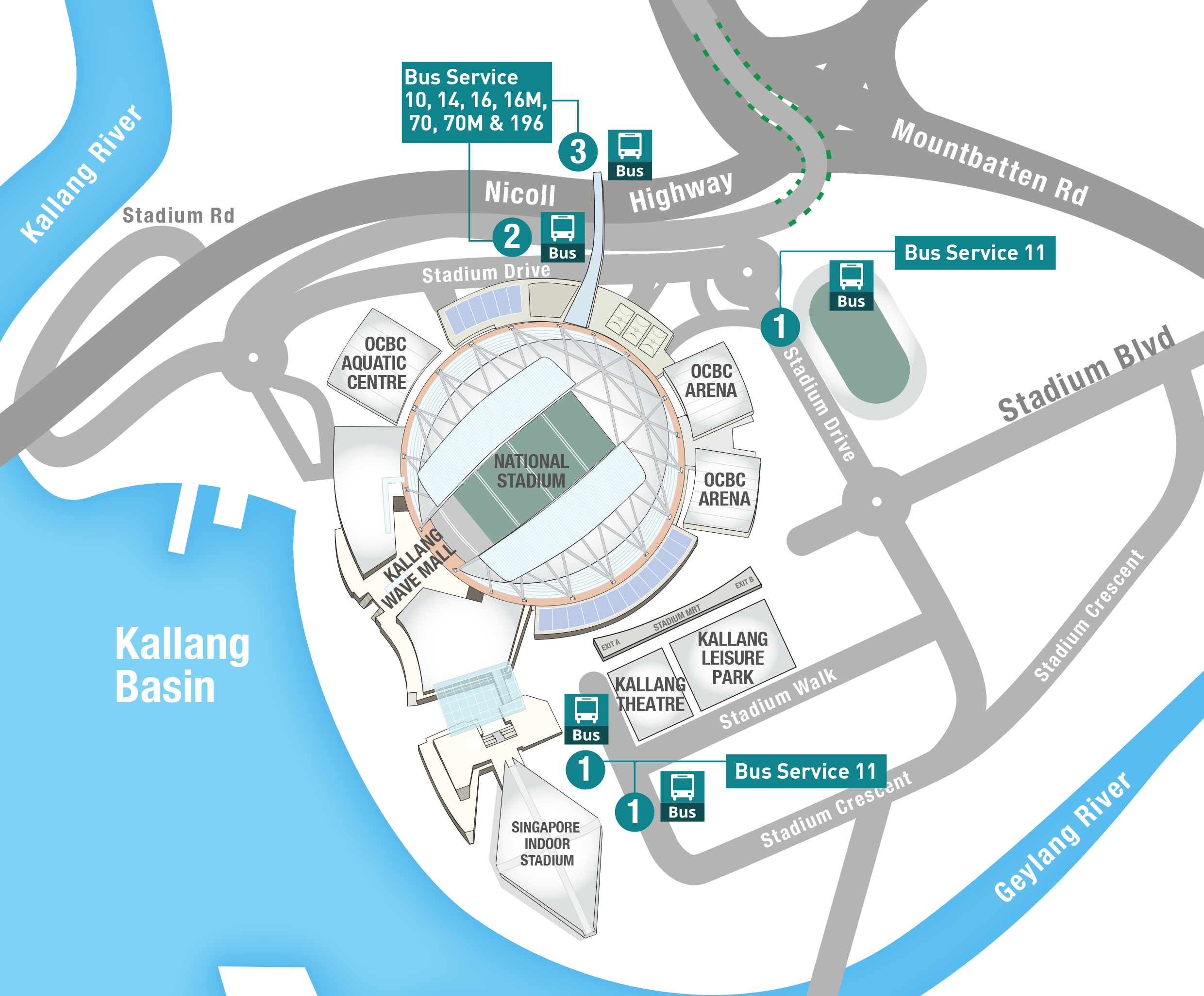 Directions And Map Singapore Sports Hub Sports, Entertainment